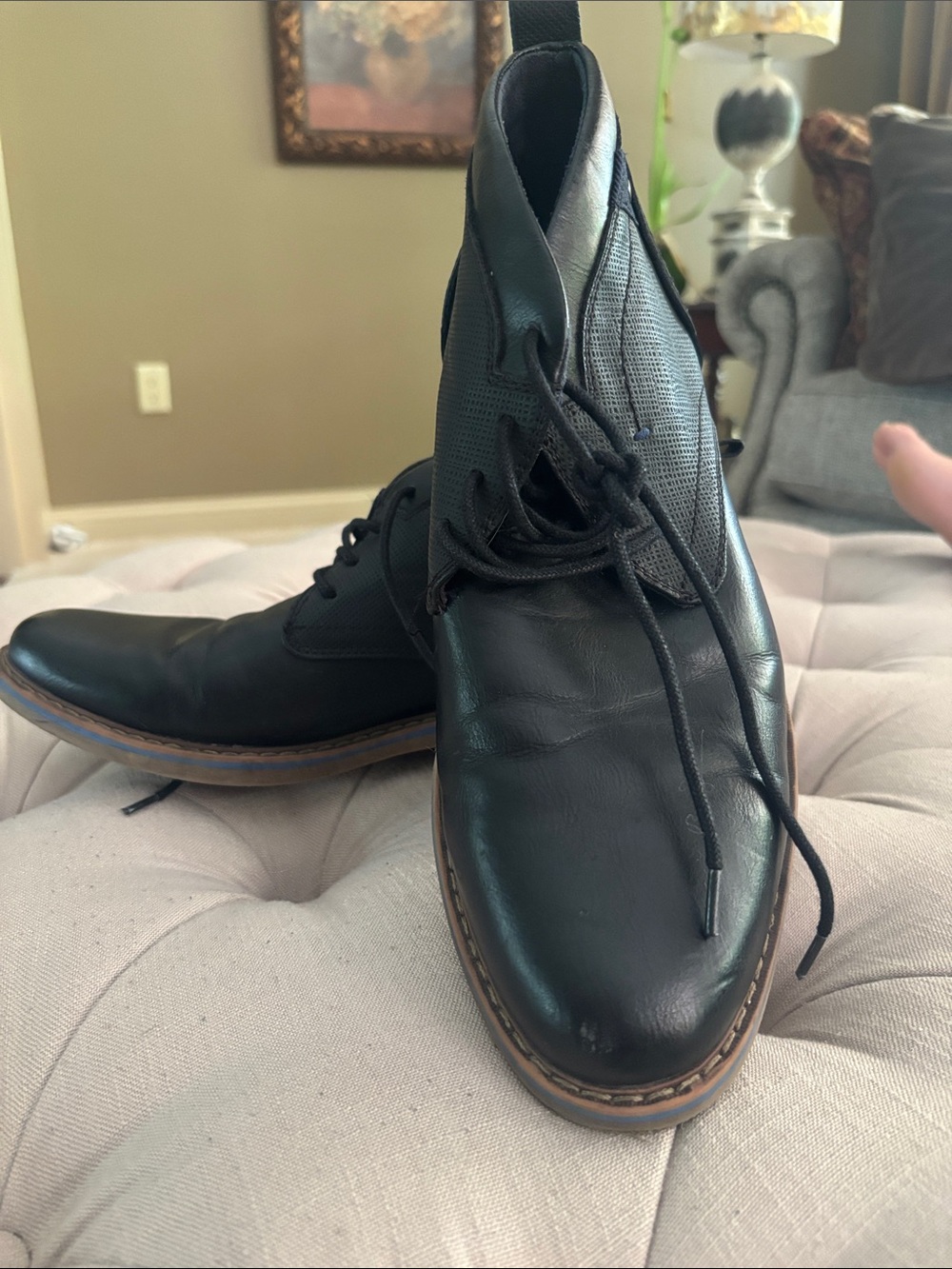 Men's Black Leather Chukka Boots with Contrast Welt